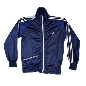 Vintage Hang Ten Track Jacket Navy Blue White Stripe Full Zip XS Made in Japan